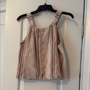 Madewell Texture & Thread  Striped Sleeveless Top with Button Detail